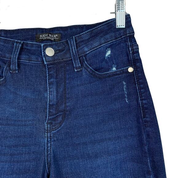 Judy Blue Boyfriend Fit Jeans Dark Wash Stretchy Distressed JB8114DK Women's 0 - Picture 3 of 10